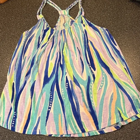 Women’s Lilly Pulitzer Multi-Color Wave Stripe Tank Top - size Large - Picture 1 of 5